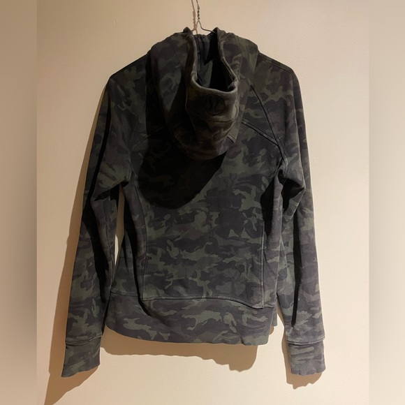 Lululemon Scuba Hoodie *Light Cotton Fleece Incognito Camo Multi Gator Green Sz8 - Picture 7 of 9